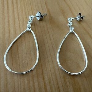 Elegant Silver Drop Earrings With Cubic Zirconia Crystal Stones